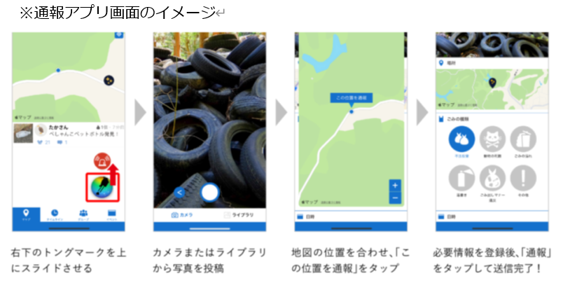 通報アプリ画面のイメージ