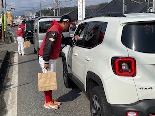 江部交差点配布