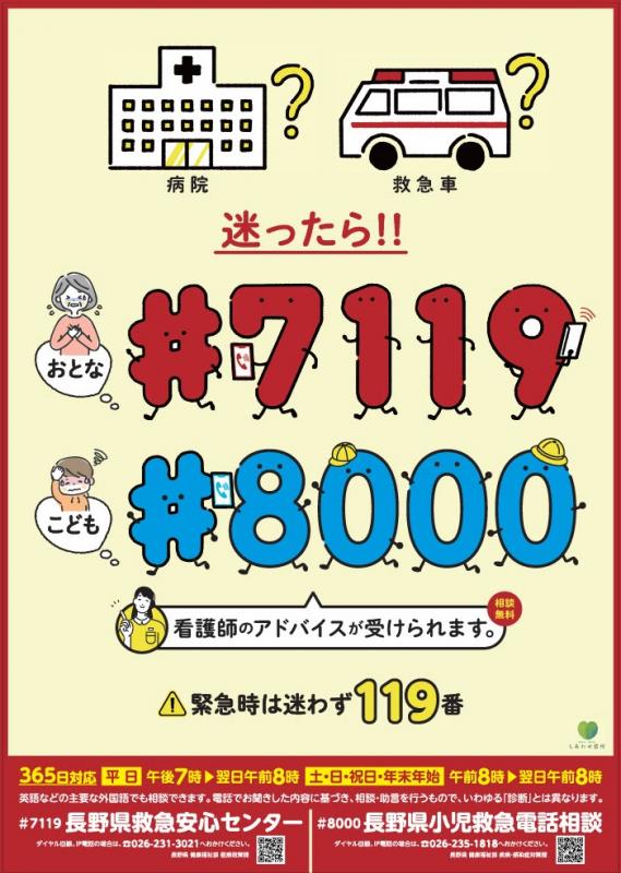 ♯7119、#8000周知用ポスター