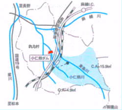 小仁熊ダム位置図