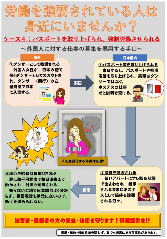 パスポートを取り上げられ、強制労働させられる