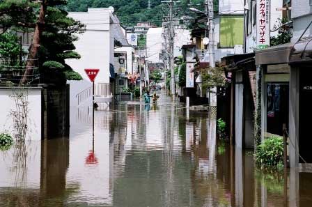 諏訪市内の浸水状況